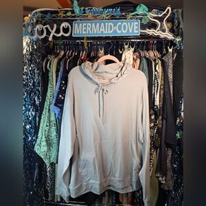 #0278 1XL NWT MONO B Grey Hoodie 26.5-27.5"ptp  28.5"Long SOFT!